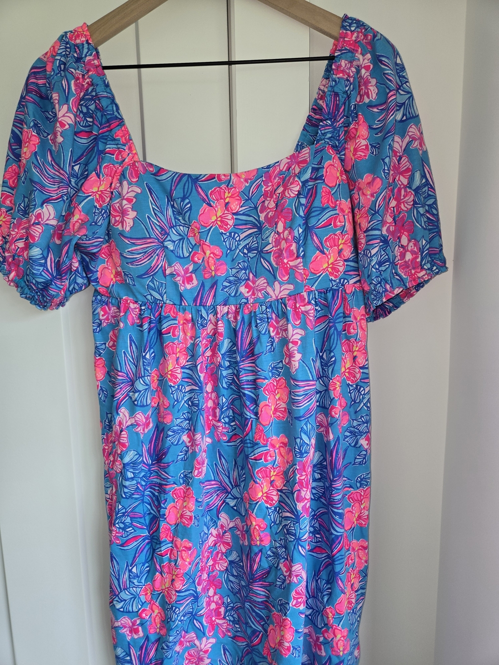 Lilly Pulitzer Blue and Pink Floral Midi Dress